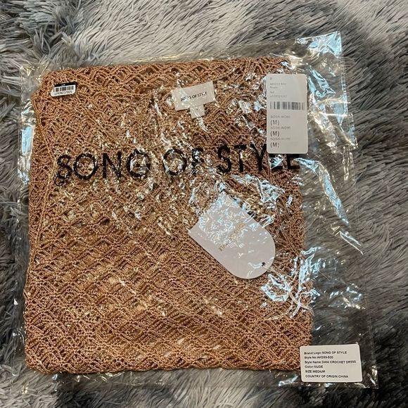 NWT! Song of Style Dani Crochet Fringe Tassle Open Knit Cover Up Sarong Dress - Picture 4 of 7